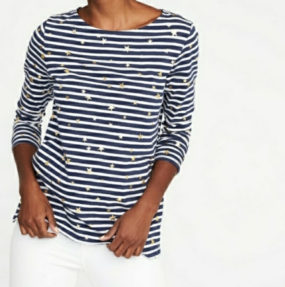 NWT Old navy blue white striped gold stars shirt